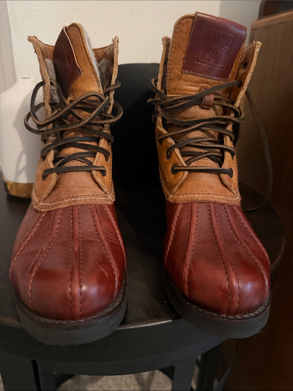 Frye Veronica Leather Duck Boots - Brown/Tan Womens Waterproof Boots